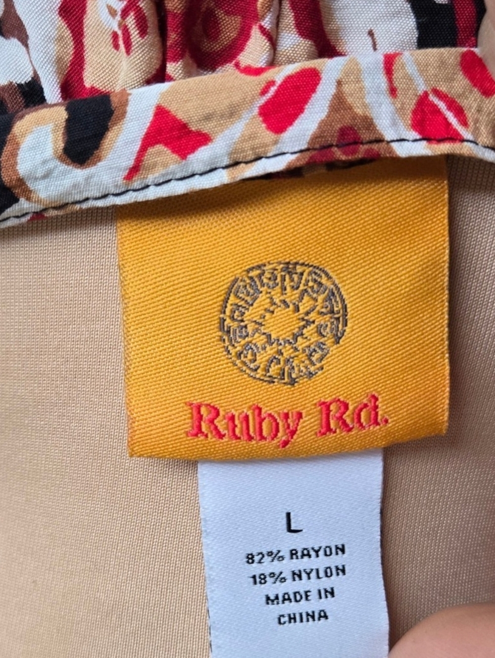 Ruby Rd. Boho Patchwork Tunic - Red, Black & Cream - Picture 5 of 5